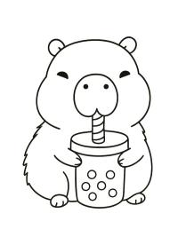 Kapivar drikker bubble tea