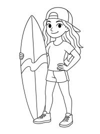 Pige med surfboard