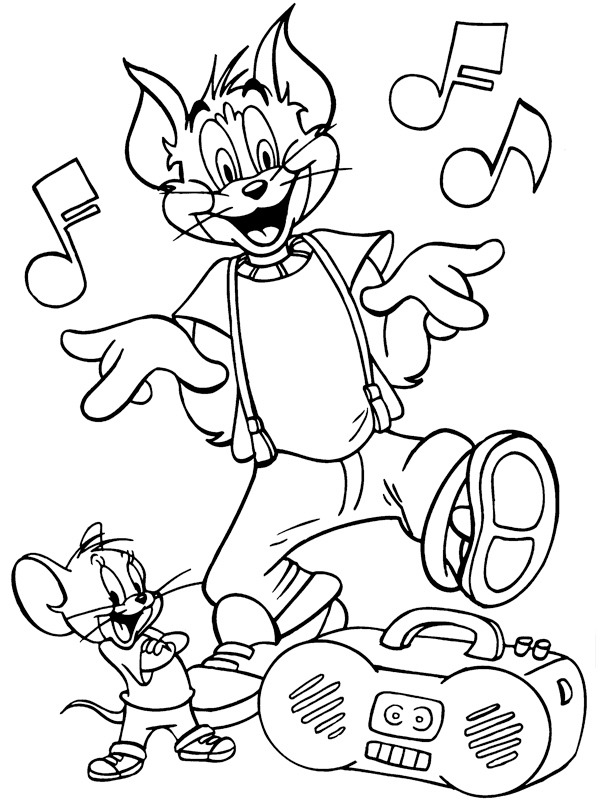 Tom og Jerry lytter til musik Tegninger